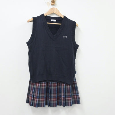 【中古】東京都 共立女子第二中学校 女子制服 3点（ニットベスト・ニットベスト・スカート）sf016645