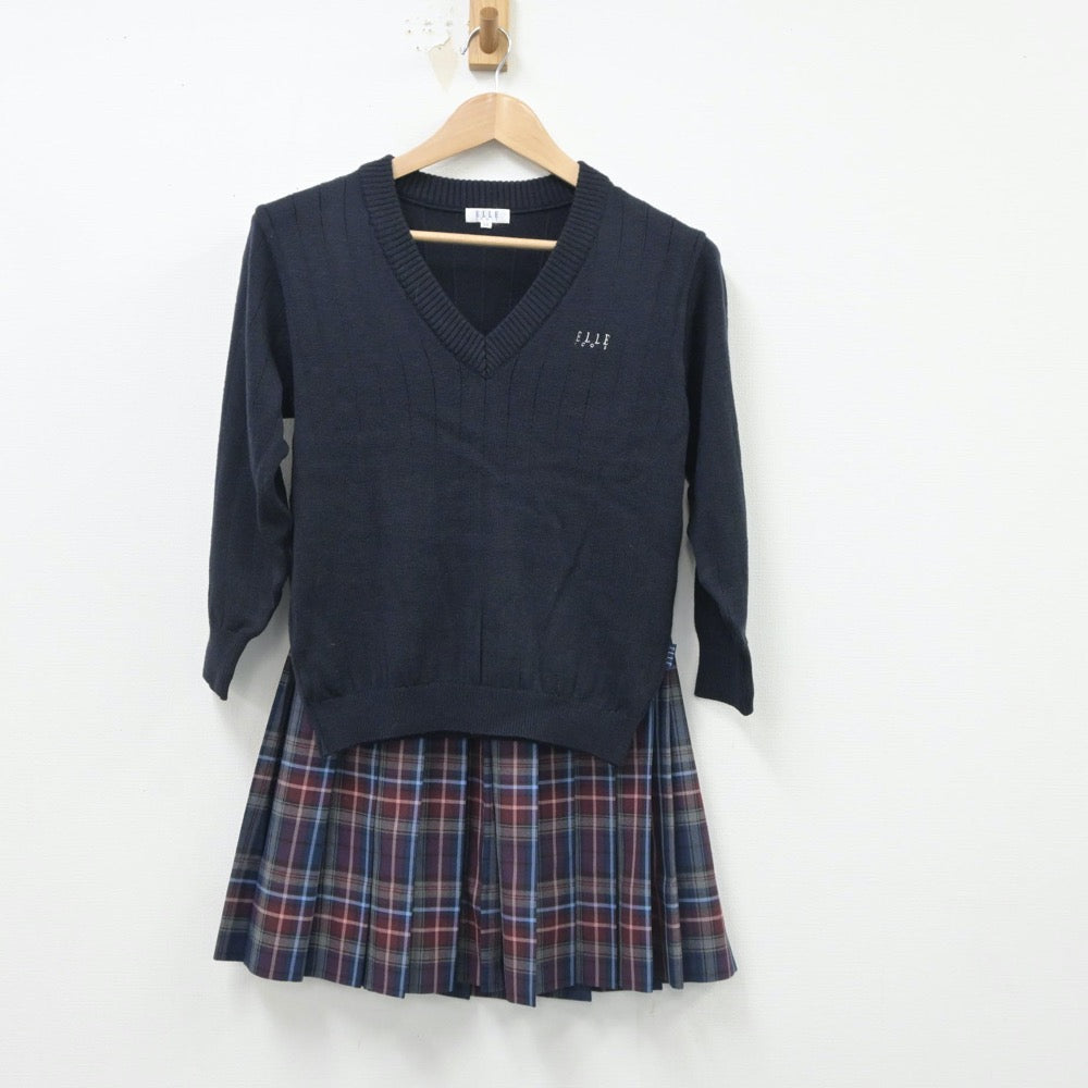 【中古】東京都 共立女子第二中学校 女子制服 2点（ニット・スカート）sf016646