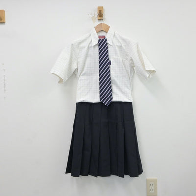 【中古】京都府 西城陽高等学校 女子制服 3点（シャツ・スカート）sf016678