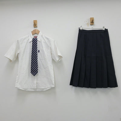 【中古】京都府 西城陽高等学校 女子制服 3点（シャツ・スカート）sf016678