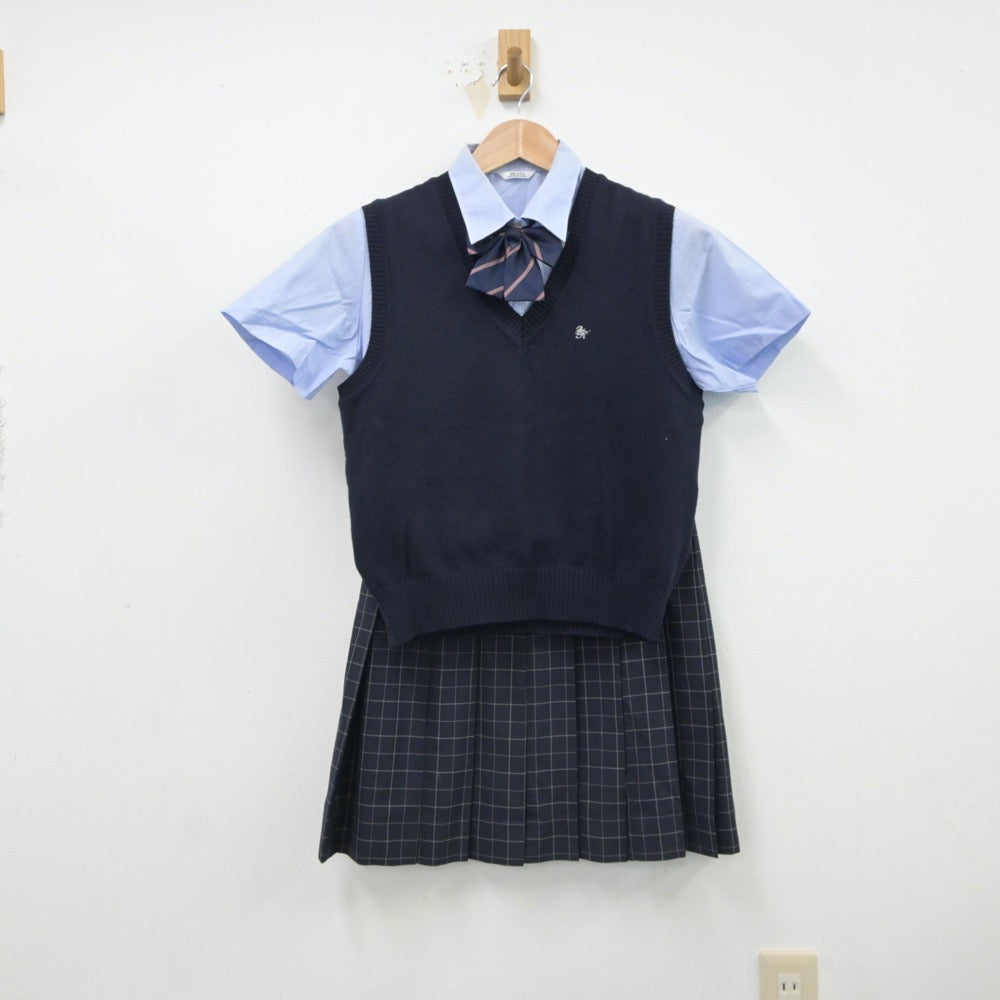 【中古】千葉県 四街道北高等学校 女子制服 4点（シャツ・ニットベスト・スカート）sf016707