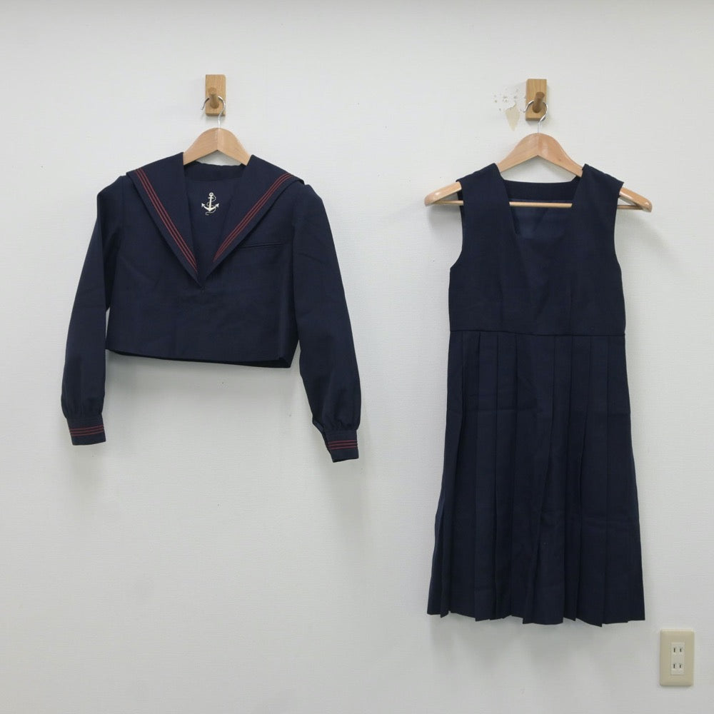 【中古】福岡県 福岡女学院中学校・高等学校 女子制服 2点（セーラー服・ジャンパースカート）sf016744