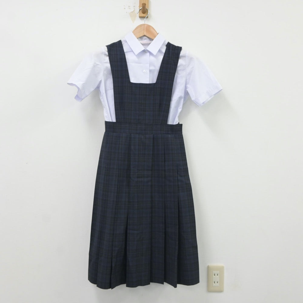 【中古】福岡県 原中学校 女子制服 2点（シャツ・ジャンパースカート）sf016751