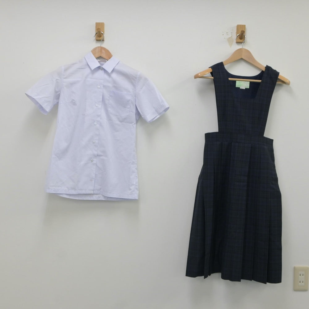 【中古】福岡県 原中学校 女子制服 2点（シャツ・ジャンパースカート）sf016751