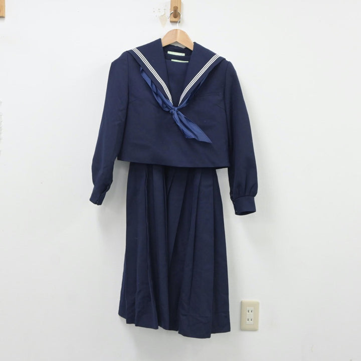 【中古】福岡県 原中学校 女子制服 4点（セーラー服・ニット・ジャンパースカート）sf016752