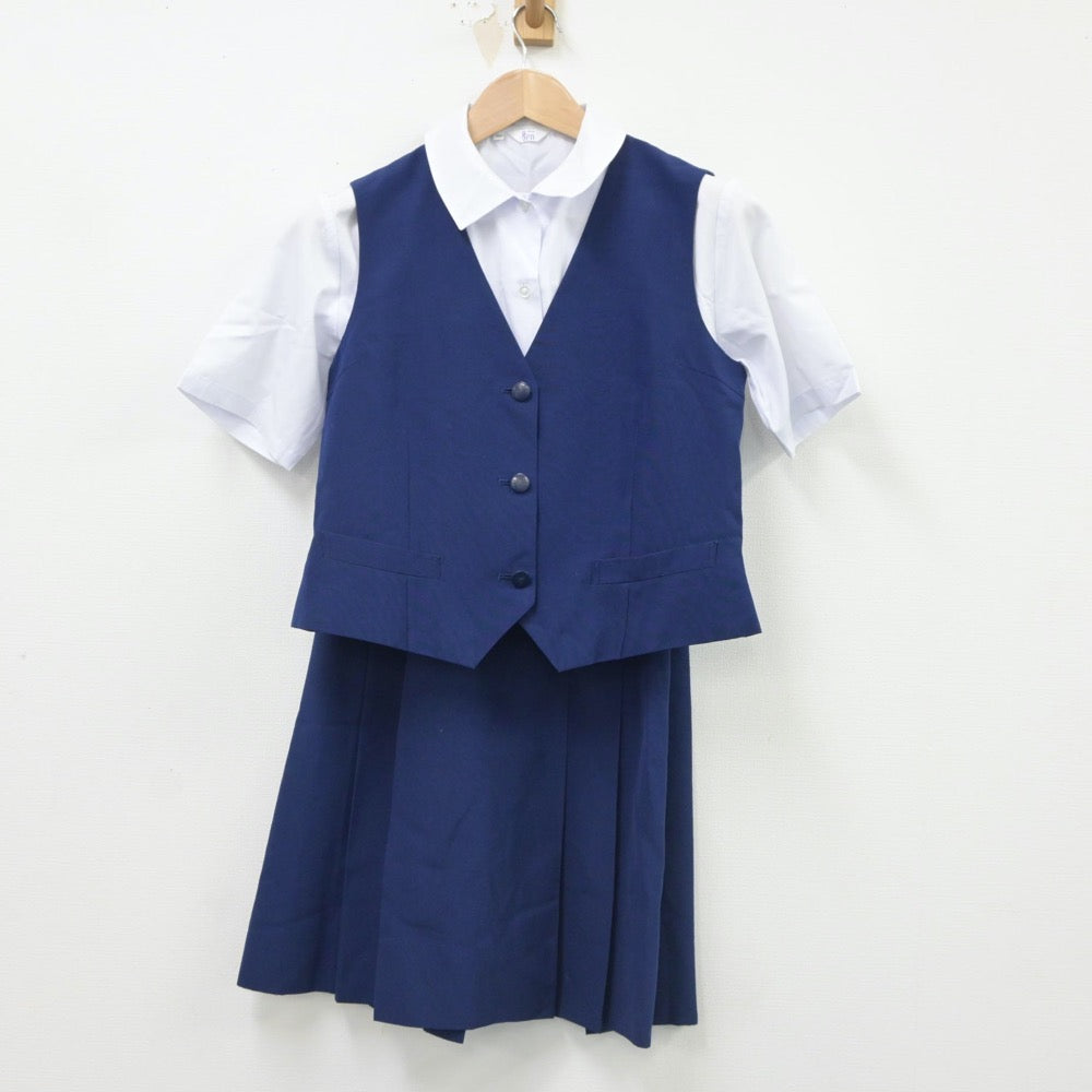 【中古】東京都 富士見東中学校 女子制服 3点（シャツ・ベスト・スカート）sf016753