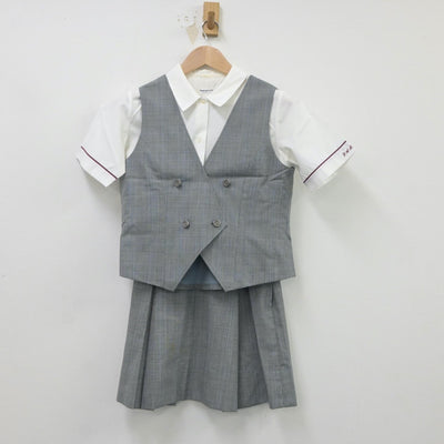 【中古】神奈川県 山手学院高等学校 女子制服 4点（シャツ・ベスト・スカート）sf016756