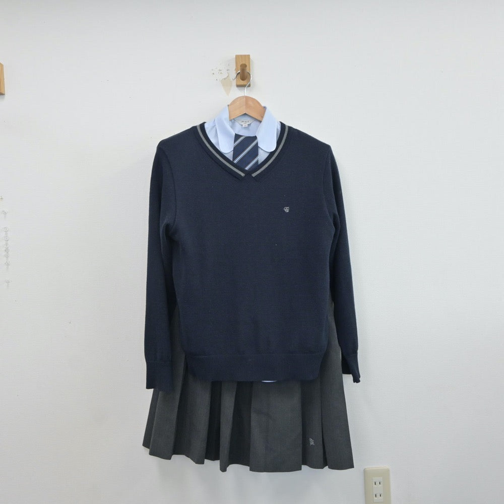 【中古】奈良県 高取国際高等学校 女子制服 6点（ブレザー・ニット・シャツ・スカート）sf016765