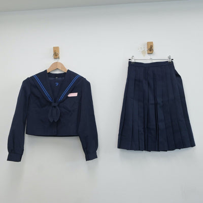 【中古】大分県 湯布院中学校 女子制服 2点（セーラー服・スカート）sf016771