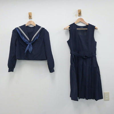 【中古】福岡県 和白東中学校 女子制服 3点（セーラー服・ジャンパースカート）sf016788