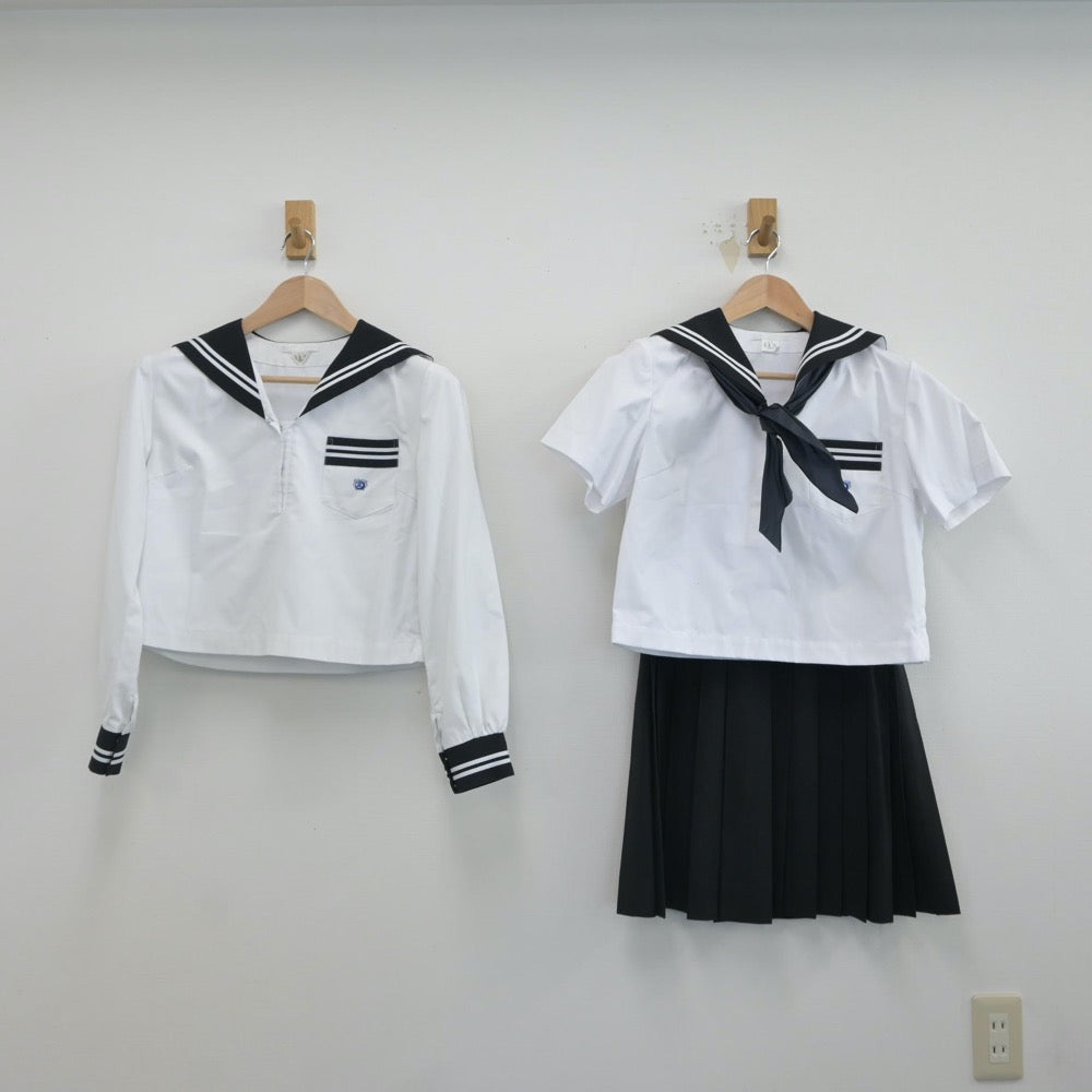 【中古】栃木県 足利短期大学附属高等学校 女子制服 4点（セーラー服・スカート）sf016790