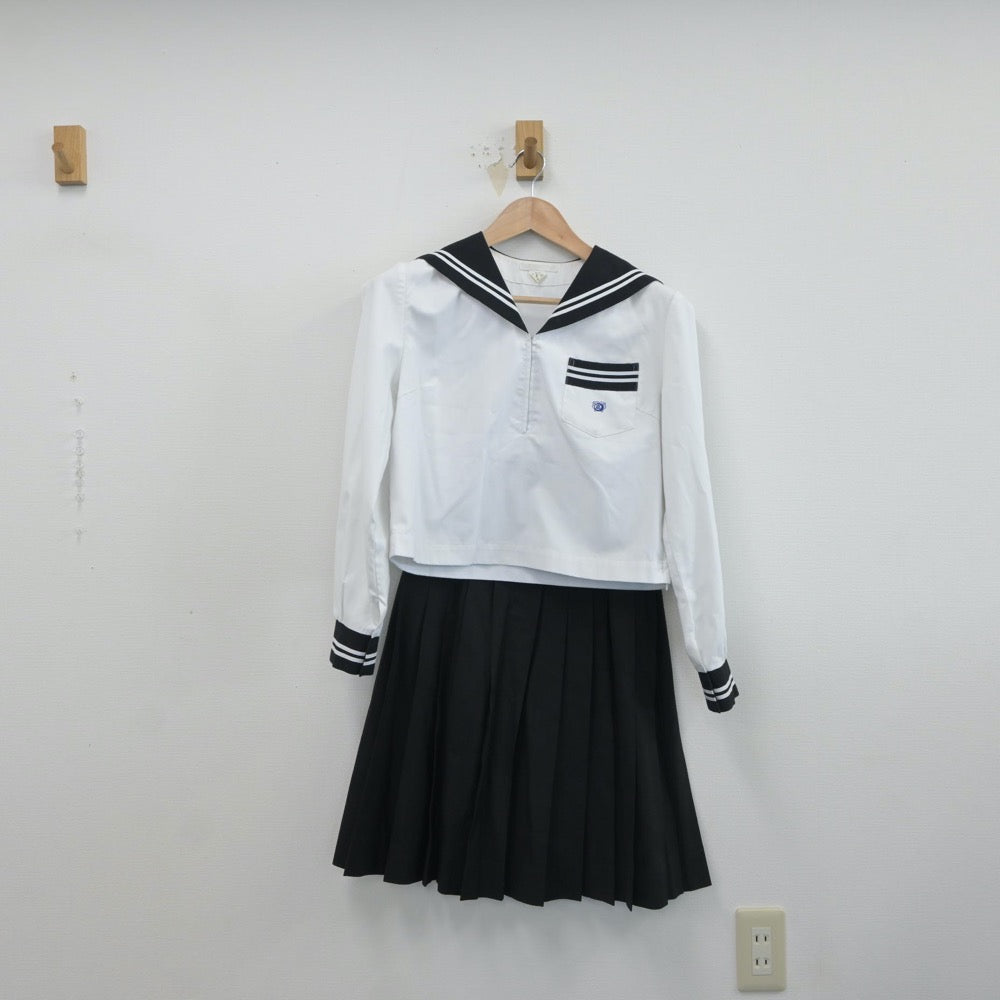 【中古】栃木県 足利短期大学附属高等学校 女子制服 5点（セーラー服・セーラー服・ニット・スカート）sf016791