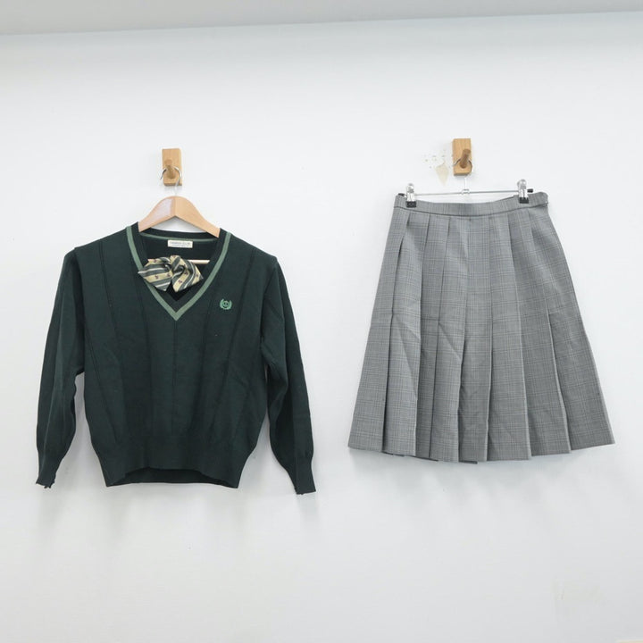【ギフ_包装】 中古制服】東京都 落合第二中学校 女子制服 4点（ニット スカート
