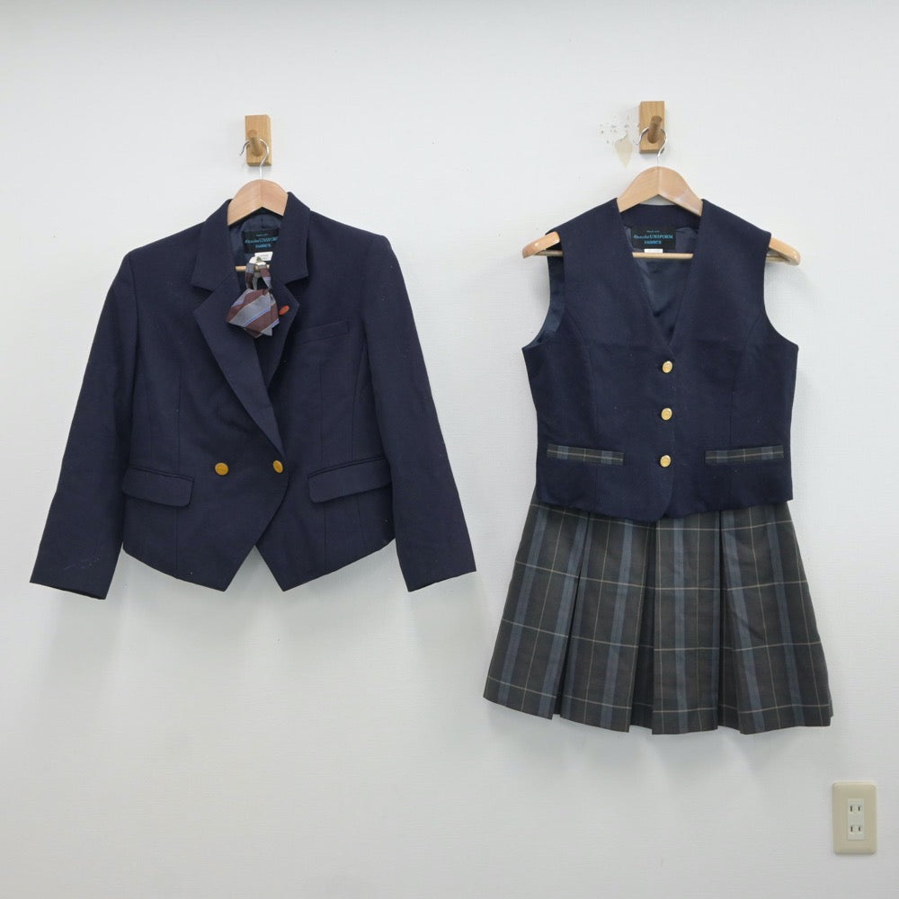 【中古】香川県 高松桜井高等学校 女子制服 5点（ブレザー・ベスト・スカート）sf016806