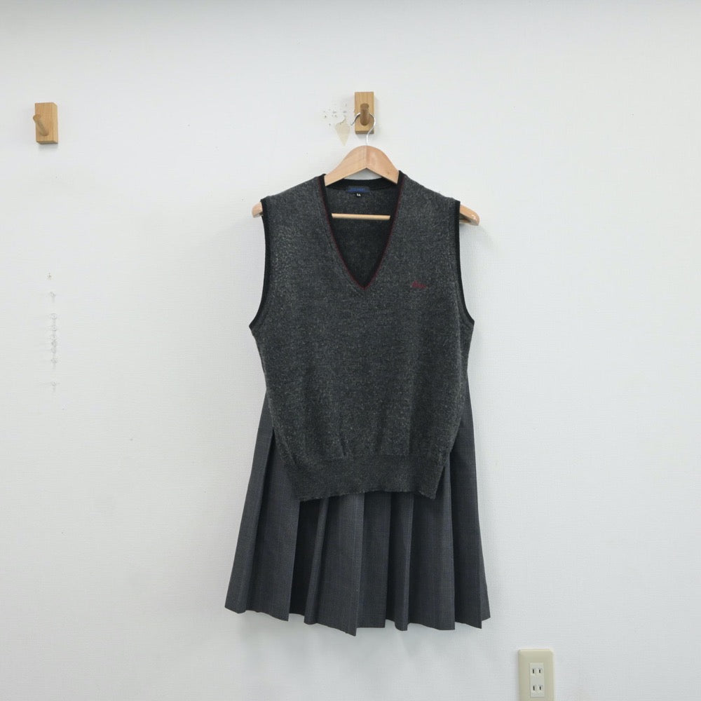 【中古】徳島県 城南高等学校 女子制服 2点（ニットベスト・スカート）sf016816