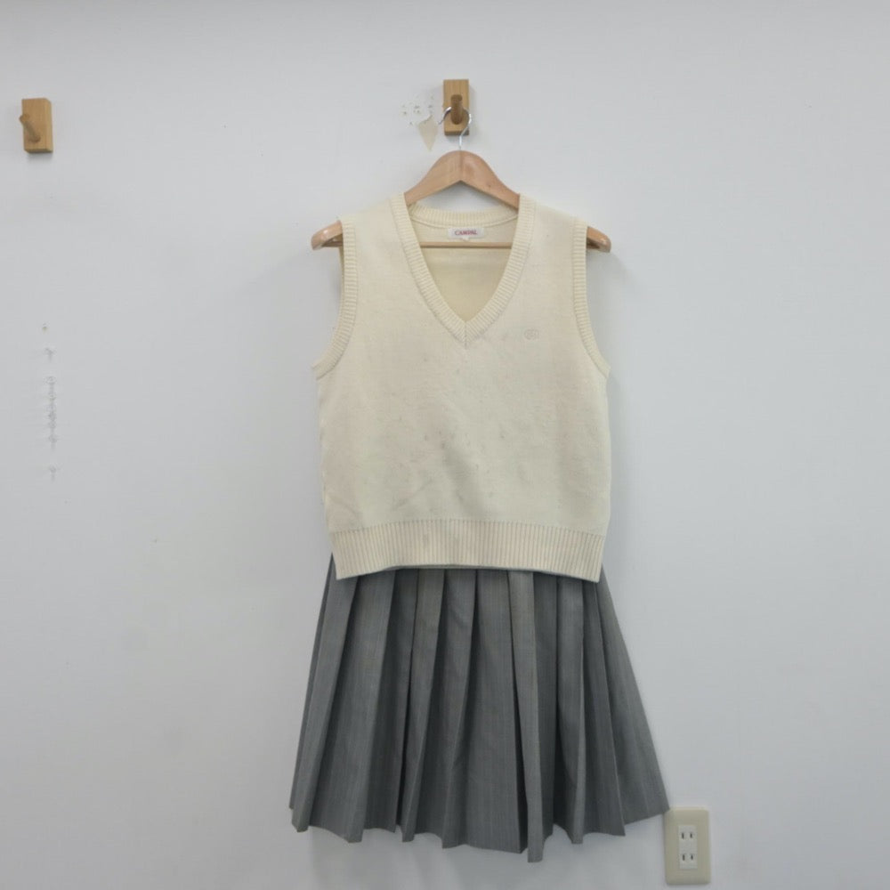 【中古】福岡県 八幡中央高等学校 女子制服 2点（ニットベスト・スカート）sf016818