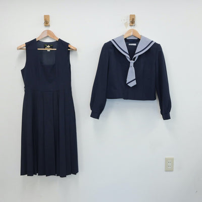 【中古】千葉県 富里市立富里北中学校 女子制服 3点（セーラー服・ジャンパースカート）sf016839