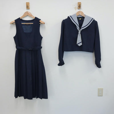 【中古】千葉県 富里市立富里北中学校 女子制服 3点（セーラー服・ジャンパースカート）sf016840