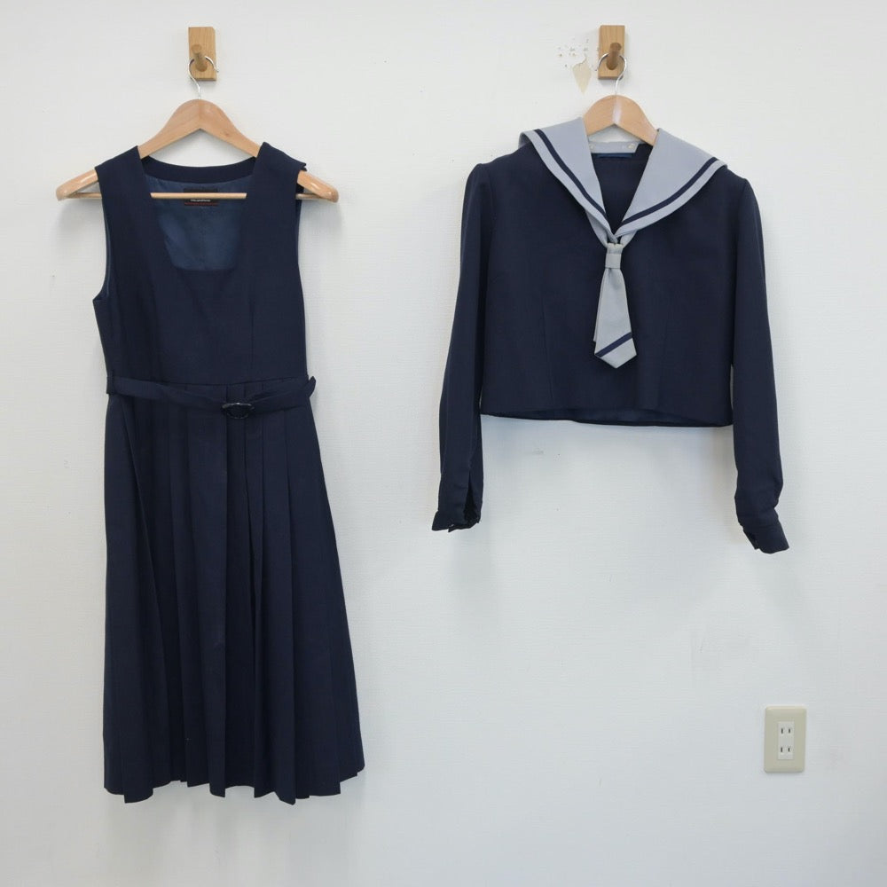 【中古】千葉県 富里市立富里北中学校 女子制服 3点（セーラー服・ジャンパースカート）sf016841