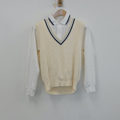 【中古】宮城県 仙台市立館中学校 女子制服 2点（ニットベスト・シャツ）sf016846