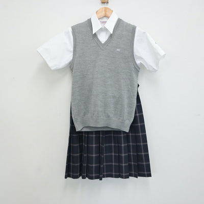 【中古】埼玉県 栄東中学校 女子制服 3点（シャツ・ニットベスト・スカート）sf016892