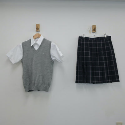 【中古】埼玉県 栄東中学校 女子制服 3点（シャツ・ニットベスト・スカート）sf016892