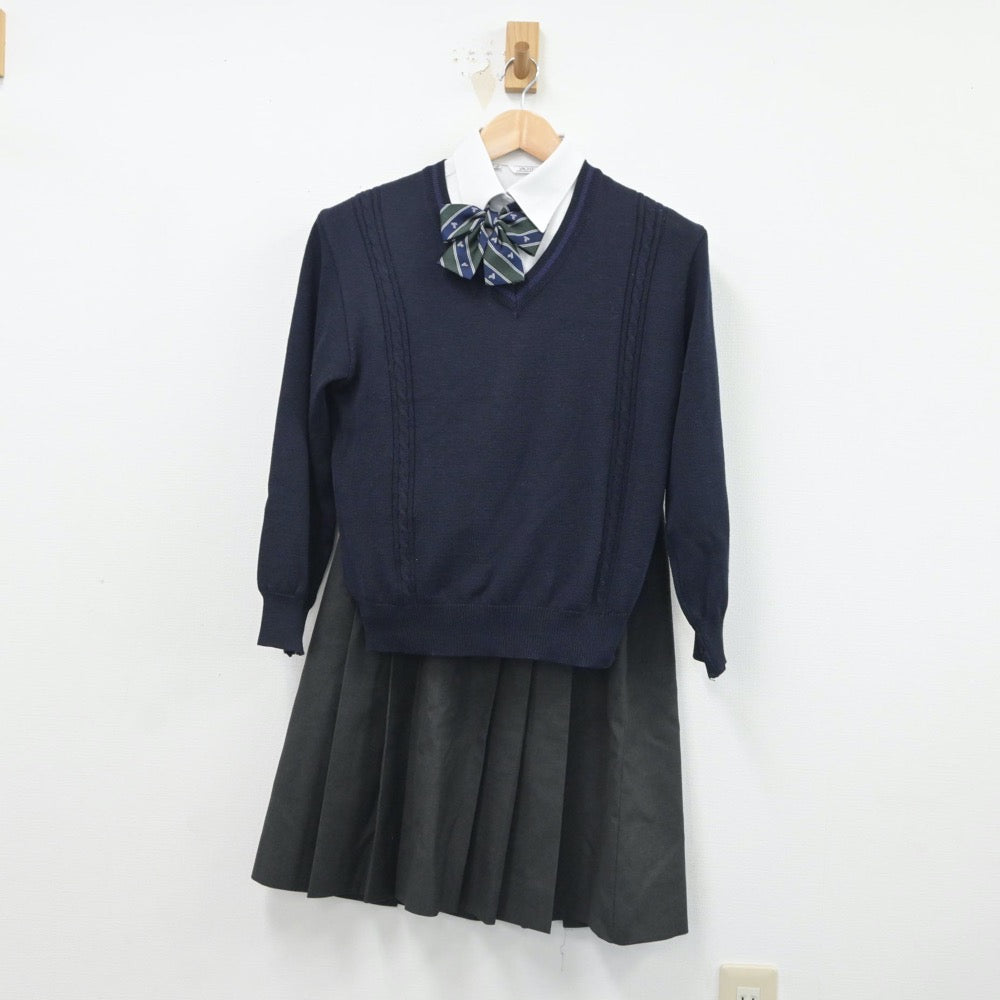 【中古】大阪府 東海大学付属大阪仰星高等学校 女子制服 5点（ブレザー・シャツ・ニット・スカート）sf016957