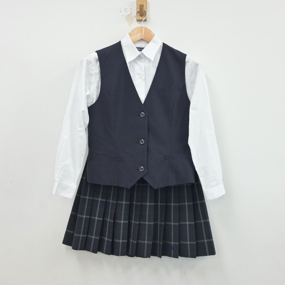 【中古】東京都 芝商業高等学校 女子制服 3点（シャツ・ベスト・スカート）sf016965