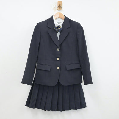 【中古】富山県 龍谷富山高等学校 女子制服 5点（ブレザー・シャツ・ニット・スカート）sf016968