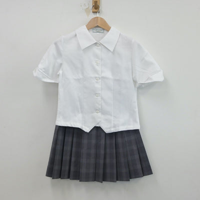 【中古】富山県 龍谷富山高等学校 女子制服 3点（ニットベスト・シャツ・スカート）sf016970