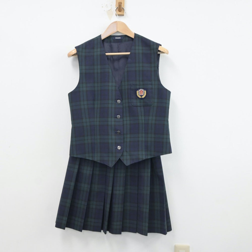 【中古】宮崎県 鵬翔高等学校 女子制服 2点（ベスト・スカート）sf016982