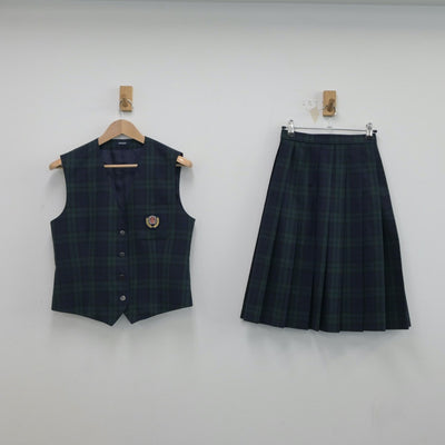 【中古】宮崎県 鵬翔高等学校 女子制服 2点（ベスト・スカート）sf016982