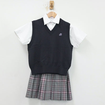 【中古】埼玉県 大妻嵐高等学校 女子制服 3点（シャツ・ニットベスト・スカート）sf017007