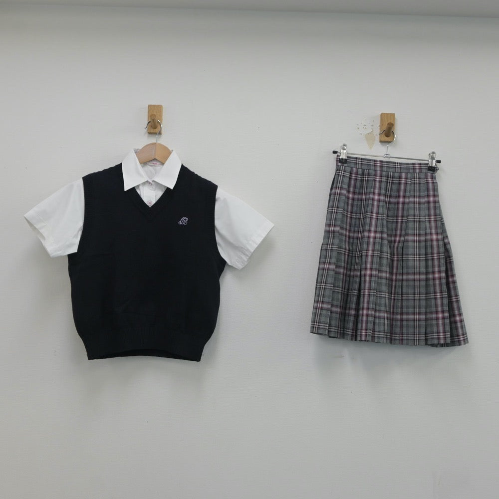 【中古】埼玉県 大妻嵐高等学校 女子制服 3点（シャツ・ニットベスト・スカート）sf017007