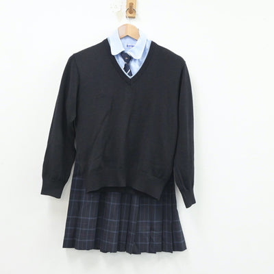 【中古】東京都 日大鶴ヶ岡高等学校 女子制服 4点（シャツ・ニット・スカート）sf017011