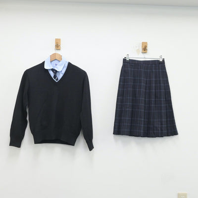 【中古】東京都 日大鶴ヶ岡高等学校 女子制服 4点（シャツ・ニット・スカート）sf017011