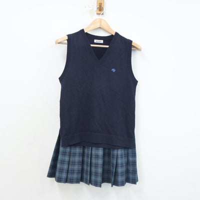 【中古】千葉県 敬愛学園高等学校 女子制服 2点（ニットベスト・スカート）sf017027