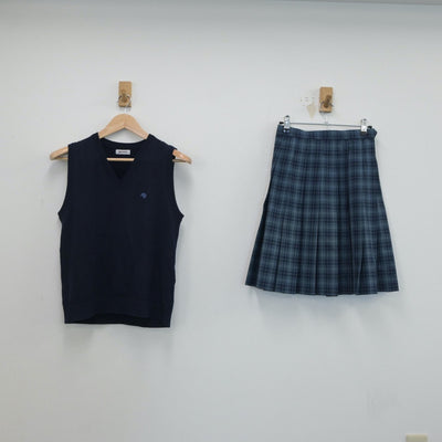 【中古】千葉県 敬愛学園高等学校 女子制服 2点（ニットベスト・スカート）sf017027