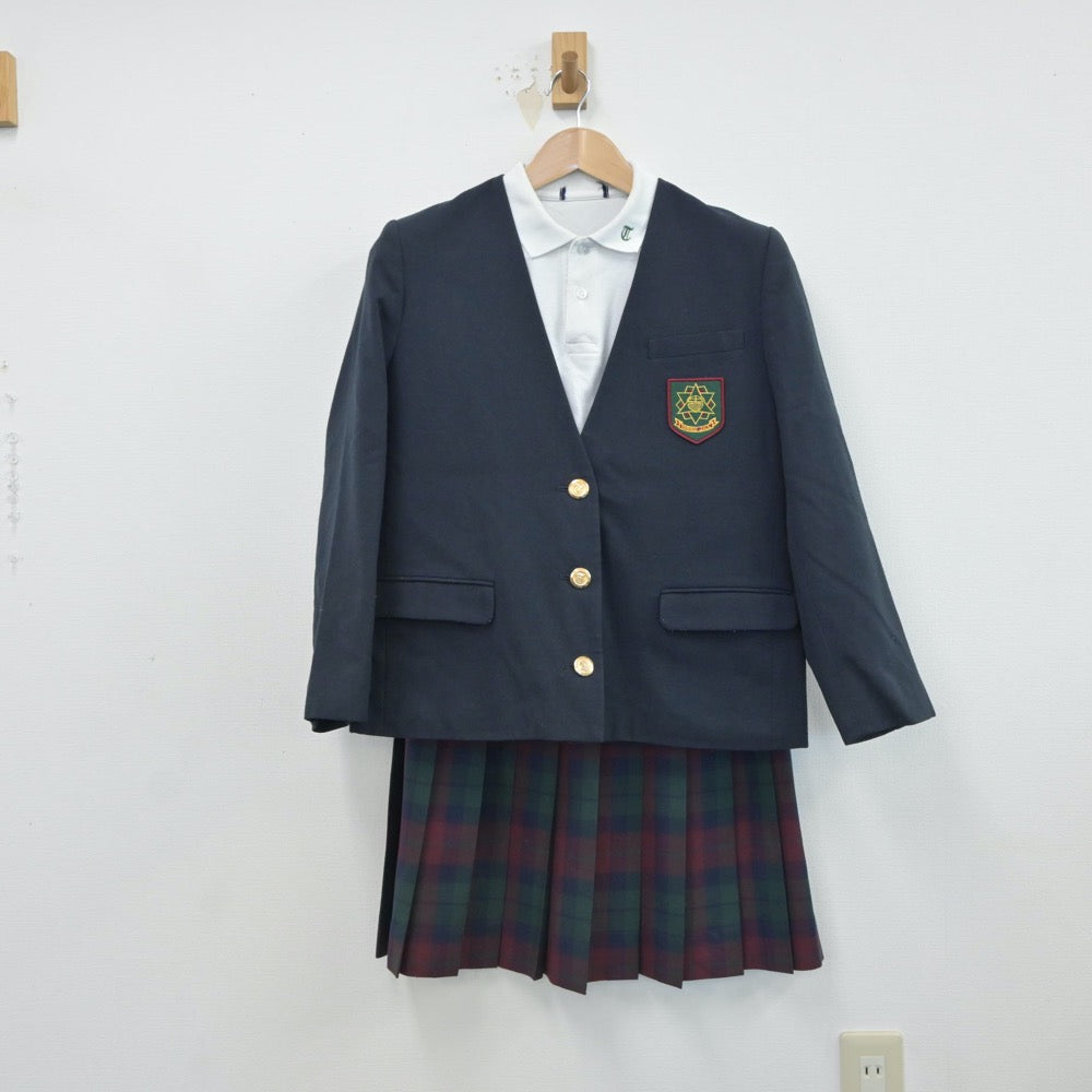 【中古】茨城県 田彦中学校 女子制服 4点（ブレザー・シャツ・ベスト・スカート）sf017036