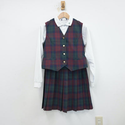 【中古】茨城県 田彦中学校 女子制服 4点（ブレザー・シャツ・ベスト・スカート）sf017036