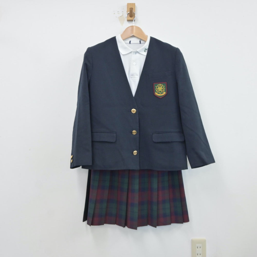 【中古】茨城県 田彦中学校 女子制服 4点（ブレザー・シャツ・ベスト・スカート）sf017037