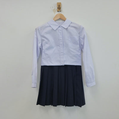 【中古】岡山県 総社西中学校 女子制服 2点（シャツ・スカート）sf017040