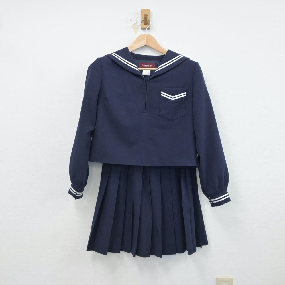 【中古】岡山県 総社西中学校 女子制服 3点（セーラー服・ベスト・スカート）sf017041