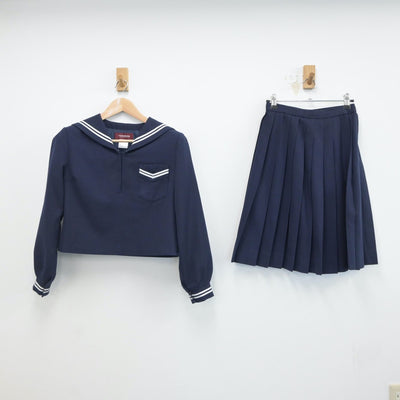【中古】岡山県 総社西中学校 女子制服 3点（セーラー服・ベスト・スカート）sf017041