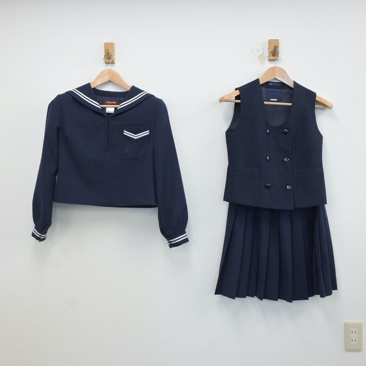 O302 (中古) 岡山県 総社西中学校 (旧制服) セーラー服 上下セット /175A/W72/セーラー/スカート/中学校/高校/制服/学生服/女子学生