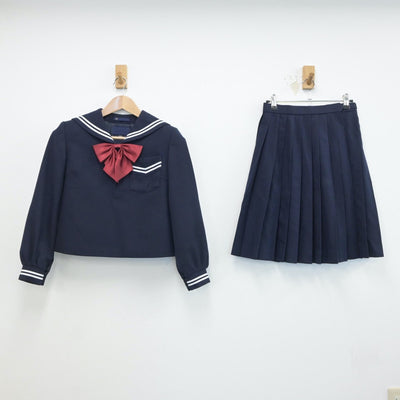 【中古】岡山県 総社西中学校 女子制服 4点（セーラー服・ベスト・スカート）sf017042