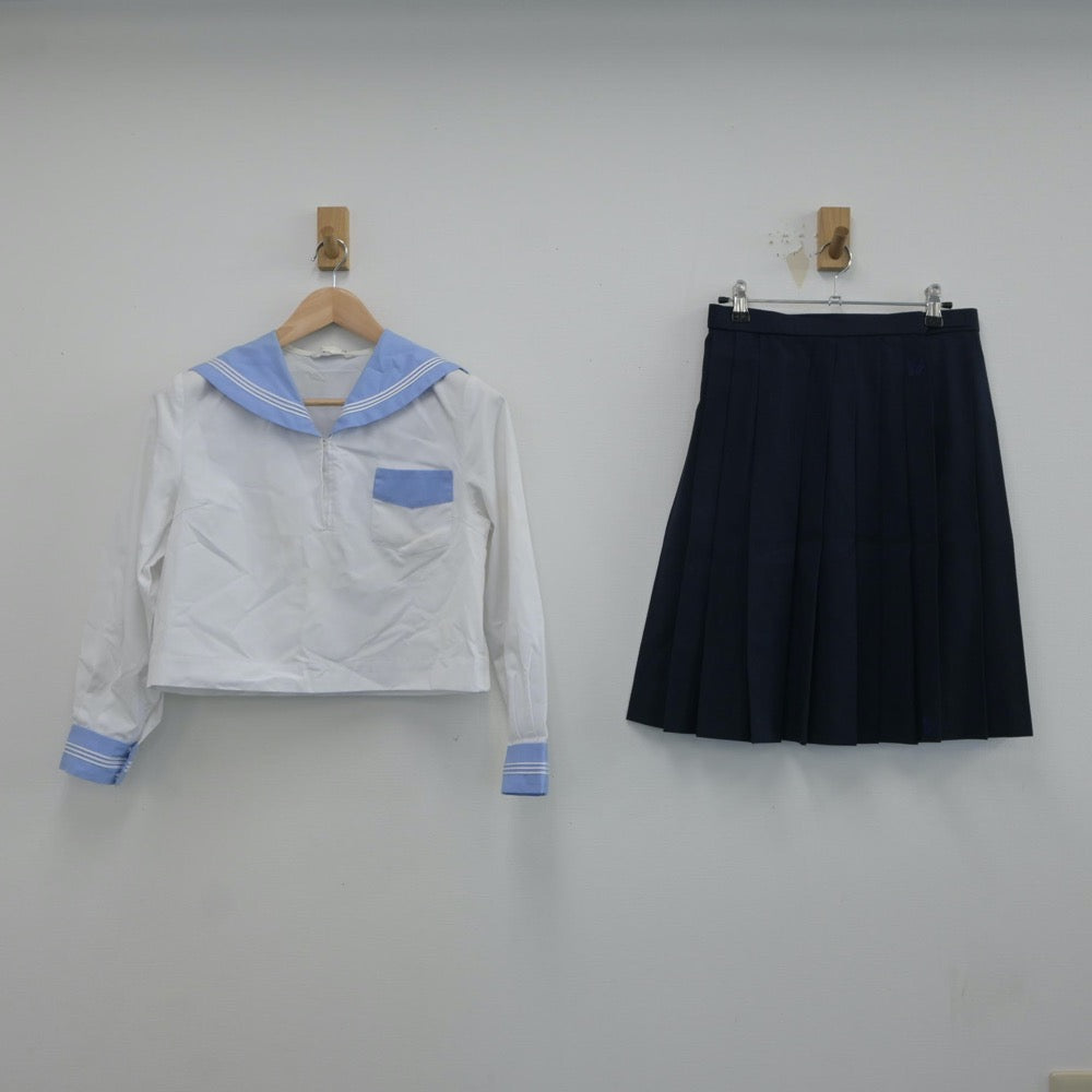 【中古】北海道 函館西高等学校 女子制服 2点（セーラー服・スカート）sf017057