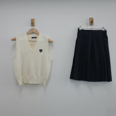 【中古】岐阜県 本巣松陽高等学校 女子制服 2点（ニットベスト・スカート）sf017058