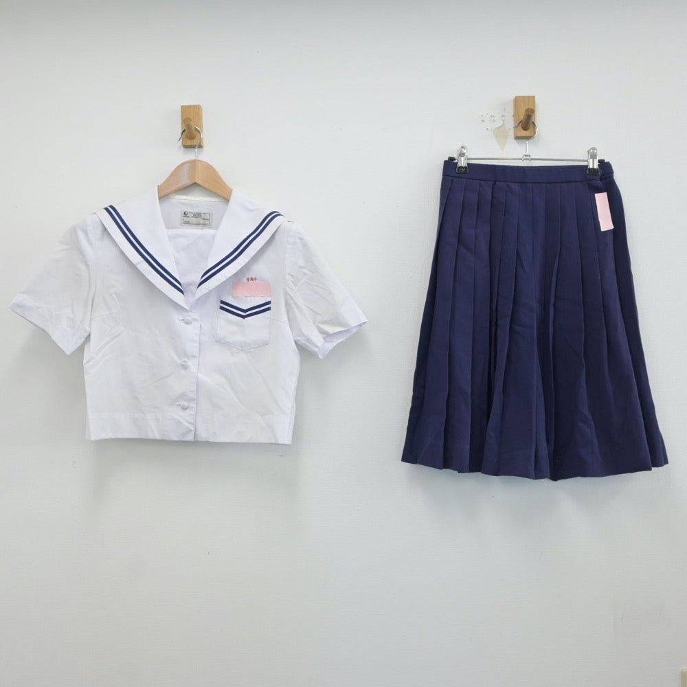 【中古】沖縄県 安岡中学校 女子制服 3点（セーラー服・スカート）sf017060