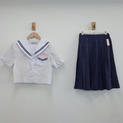 【中古】沖縄県 安岡中学校 女子制服 3点（セーラー服・スカート）sf017061